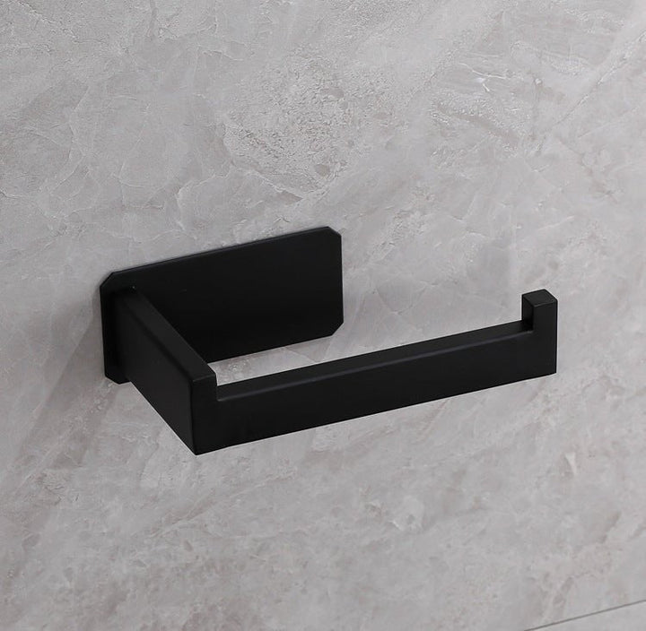 "Moderner Toilettenpapierhalter aus Edelstahl, bohrfreies Design, elegant, in Silber oder Schwarz, für jedes Badezimmer."