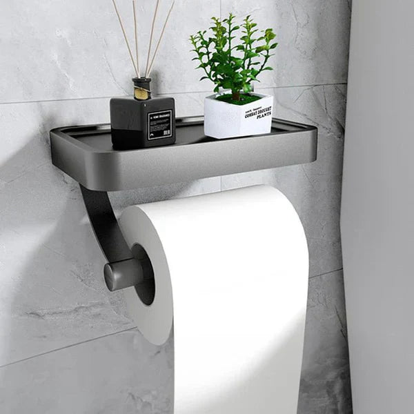 "Moderner Toilettenpapierhalter aus Edelstahl mit Ablage, minimalistisch und praktisch, für stilvolle Badezimmer, Home & Deco