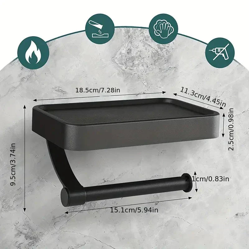 "Moderner Toilettenpapierhalter aus Edelstahl mit Ablage, minimalistisch und praktisch, für stilvolle Badezimmer, Home & Deco