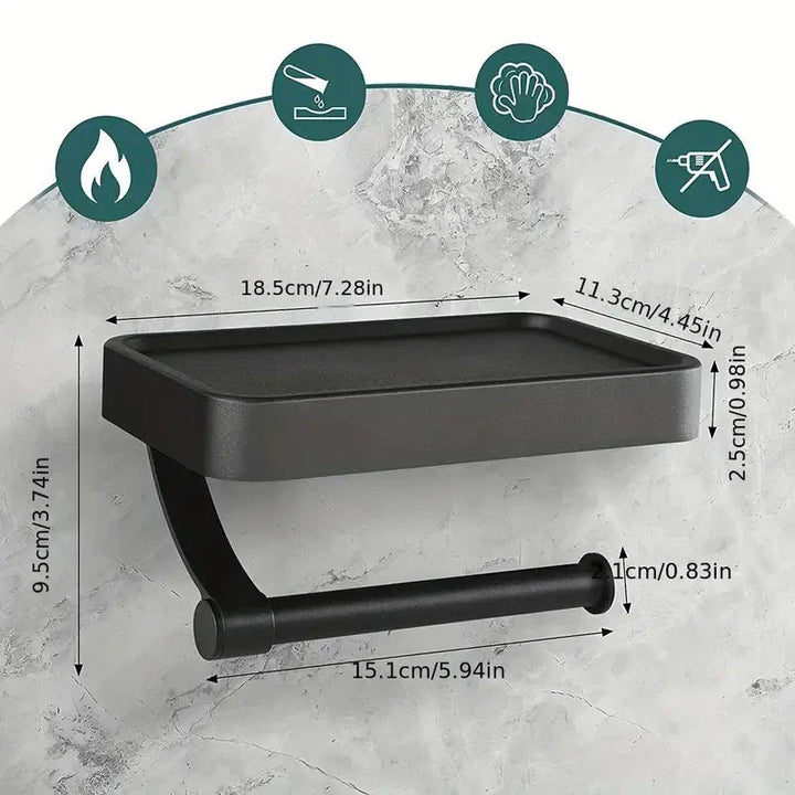 "Moderner Toilettenpapierhalter aus Edelstahl mit Ablage, minimalistisch und praktisch, für stilvolle Badezimmer, Home & Deco