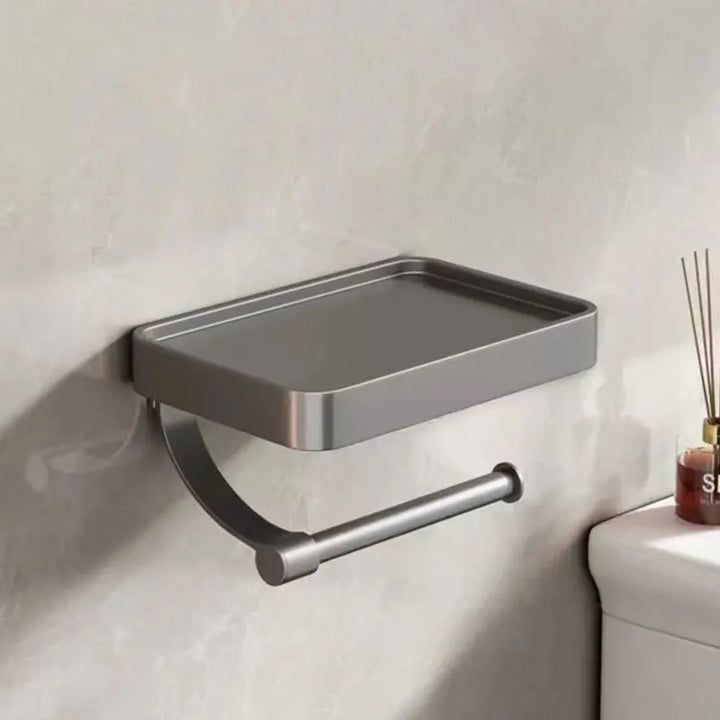 "Moderner Toilettenpapierhalter aus Edelstahl mit Ablage, minimalistisch und praktisch, für stilvolle Badezimmer, Home & Deco