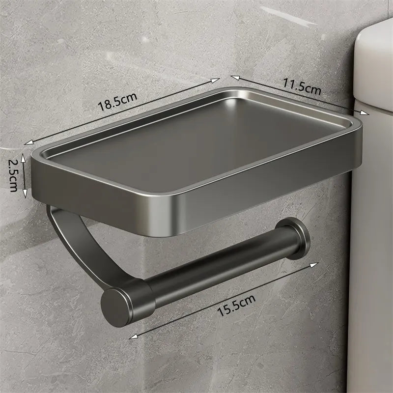 "Moderner Toilettenpapierhalter aus Edelstahl mit Ablage, minimalistisch und praktisch, für stilvolle Badezimmer, Home & Deco