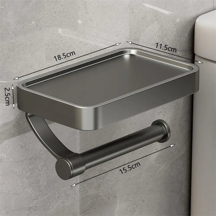 "Moderner Toilettenpapierhalter aus Edelstahl mit Ablage, minimalistisch und praktisch, für stilvolle Badezimmer, Home & Deco