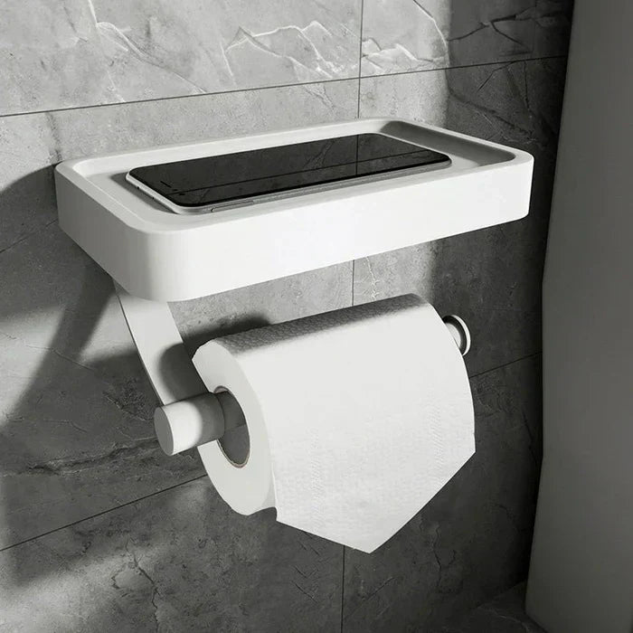 "Moderner Toilettenpapierhalter aus Edelstahl mit Ablage, minimalistisch und praktisch, für stilvolle Badezimmer, Home & Deco