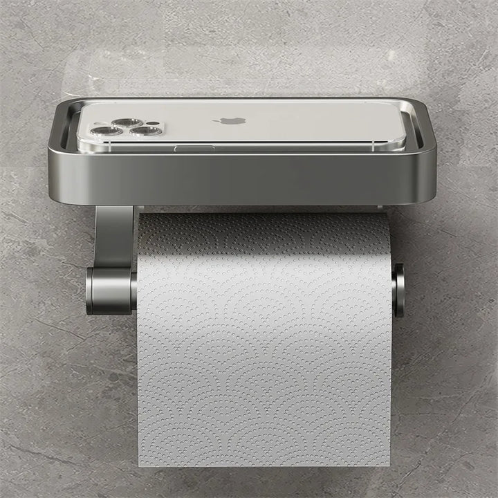 "Moderner Toilettenpapierhalter aus Edelstahl mit Ablage, minimalistisch und praktisch, für stilvolle Badezimmer, Home & Deco