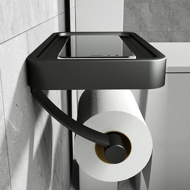 "Moderner Toilettenpapierhalter aus Edelstahl mit Ablage, minimalistisch und praktisch, für stilvolle Badezimmer, Home & Deco