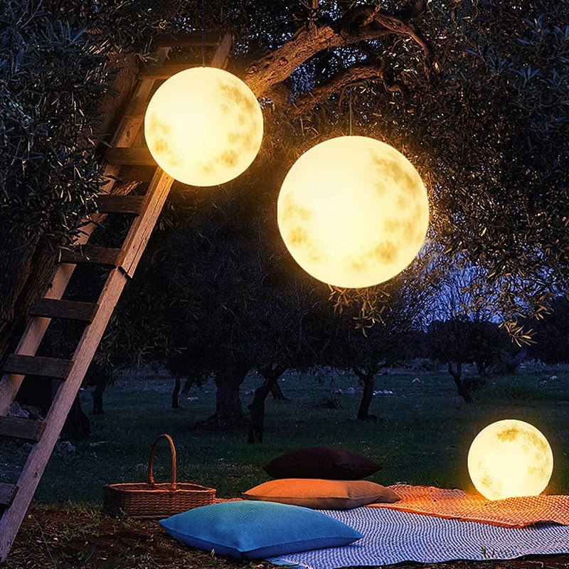 Mondlicht Gartenlampe, wetterbeständig, LED, USB-Ladung, inspiriert vom Mond, warmweißes Licht, stimmungsvolle Außenbeleuchtu