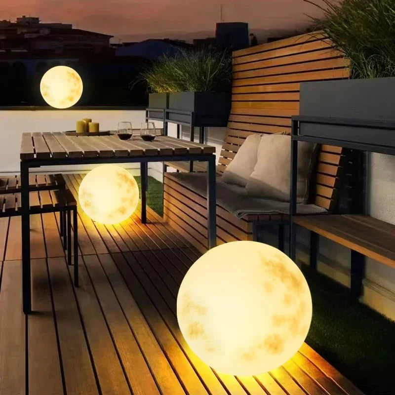 Mondlicht Gartenlampe, wetterbeständig, LED, USB-Ladung, inspiriert vom Mond, warmweißes Licht, stimmungsvolle Außenbeleuchtu