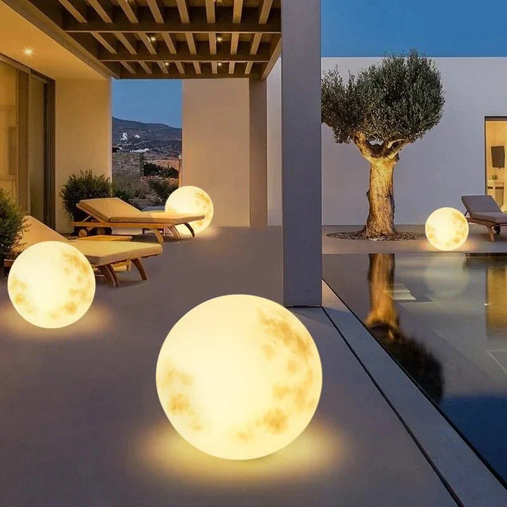 Mondlicht Gartenlampe, wetterbeständig, LED, USB-Ladung, inspiriert vom Mond, warmweißes Licht, stimmungsvolle Außenbeleuchtu