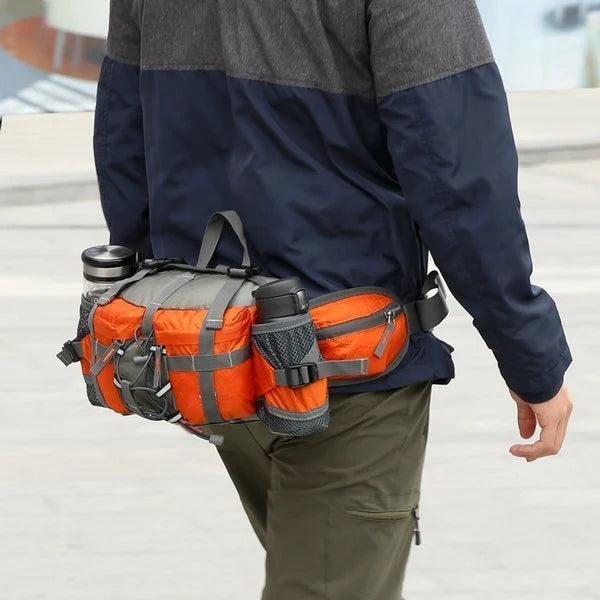 Multifunktionale Outdoor-Gürteltasche, ultraleicht, vielseitig, mit mehreren Fächern und verstellbaren Trageriemen.