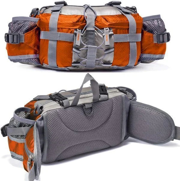 Multifunktionale Outdoor-Gürteltasche, ultraleicht, vielseitig, mit mehreren Fächern und verstellbaren Trageriemen.
