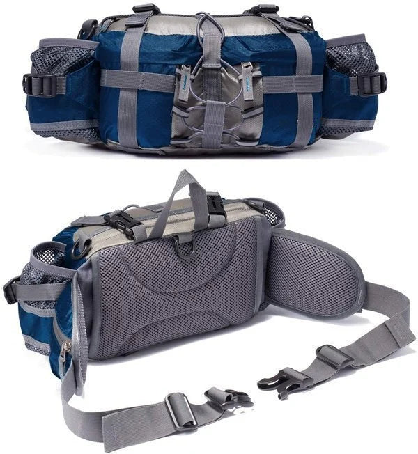 Multifunktionale Outdoor-Gürteltasche, ultraleicht, vielseitig, mit mehreren Fächern und verstellbaren Trageriemen.