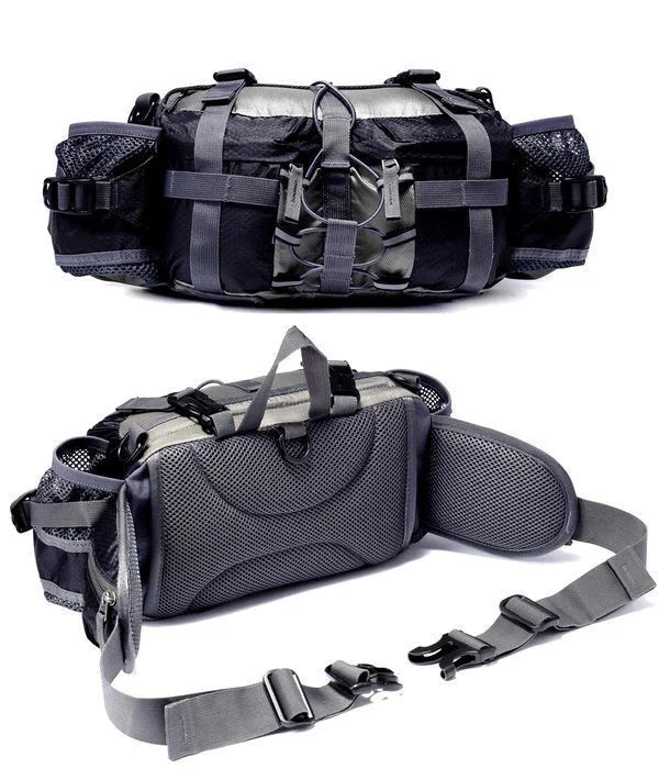Multifunktionale Outdoor-Gürteltasche, ultraleicht, vielseitig, mit mehreren Fächern und verstellbaren Trageriemen.