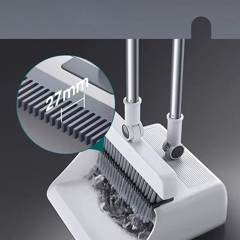 "Multifunktionales 3-in-1 Besen- und Kehrblech-Set, ergonomisch, langlebig, mit integriertem Besen, Bürste und Kehrblech."