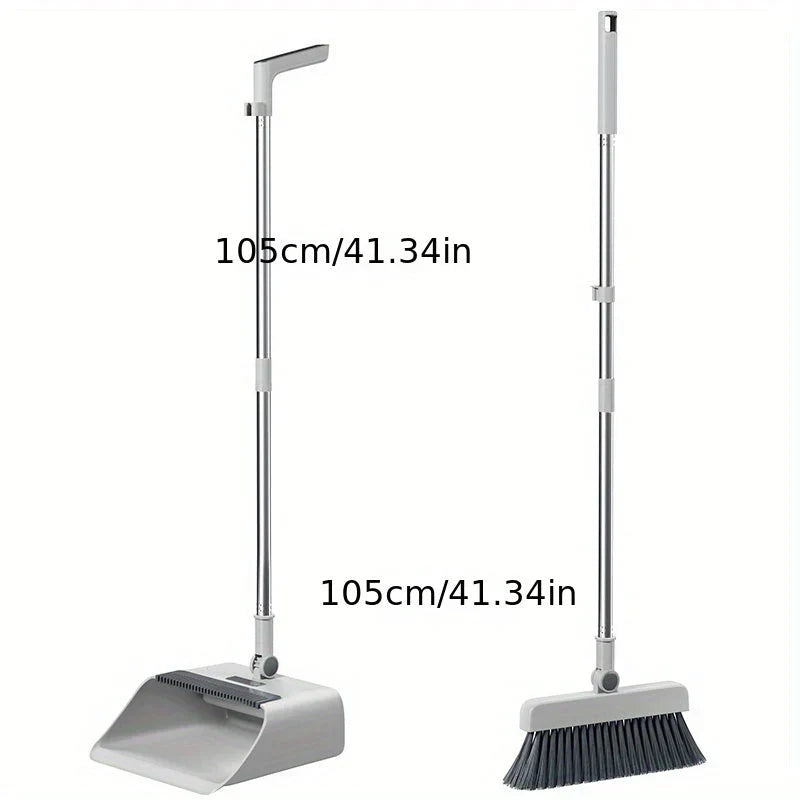 "Multifunktionales 3-in-1 Besen- und Kehrblech-Set, ergonomisch, langlebig, mit integriertem Besen, Bürste und Kehrblech."