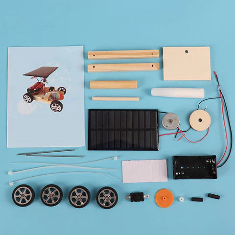"Nachhaltiges DIY Rennwagen-Konstruktionsset, solar- und batteriebetrieben, mit leuchtend buntem Design für Kinder"