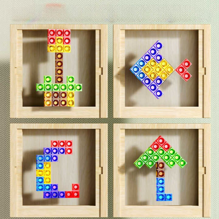 "Nachhaltiges Holz Tetris Puzzle mit bunten Steinen fördert logisches Denken und Feinmotorik bei Kindern und Erwachsenen."