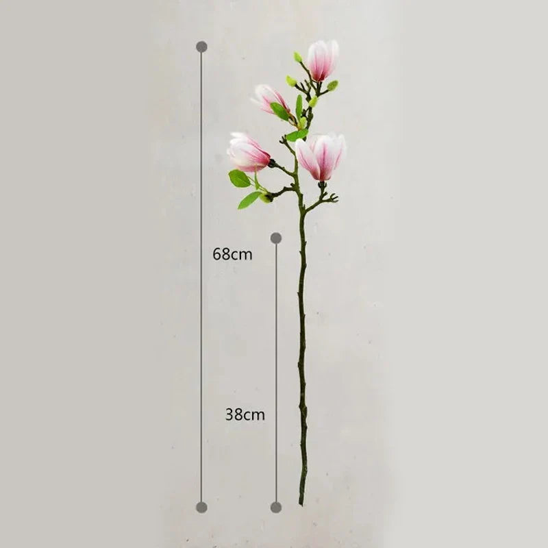 "Naturgetreue künstliche Magnolienzweige aus Seide mit detailreichen Blüten und Blättern für dekorative Innenräume"