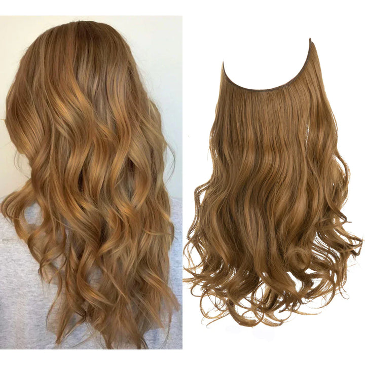 "Natürliche Echthaar Extensions in Braun und Blond, verlängert und verdichtet mit natürlichem Glanz, vielfältige Nuancen."