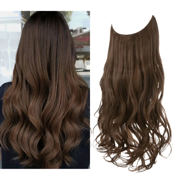 "Natürliche Echthaar Extensions in Braun und Blond, verlängert und verdichtet mit natürlichem Glanz, vielfältige Nuancen."