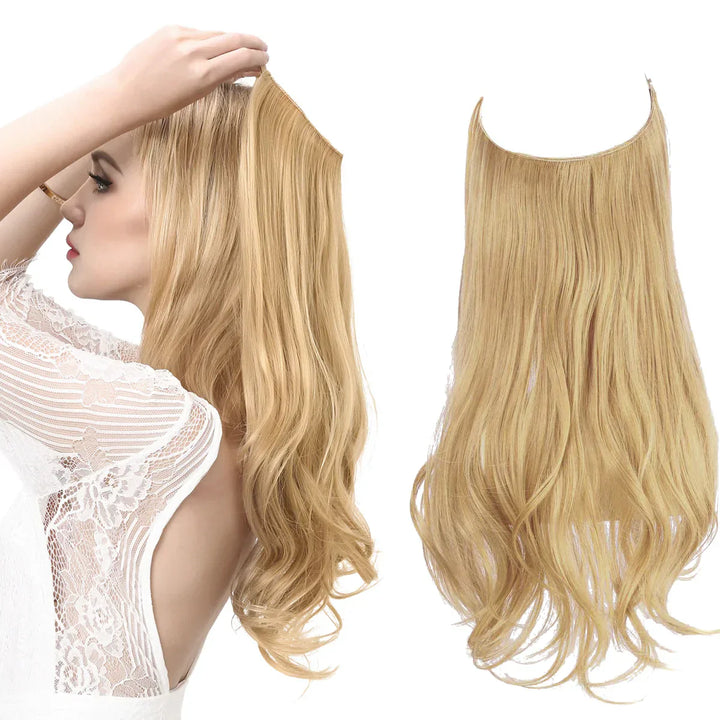 "Natürliche Echthaar Extensions in Braun und Blond, verlängert und verdichtet mit natürlichem Glanz, vielfältige Nuancen."