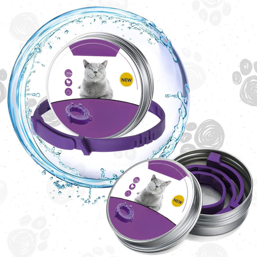 "Natürliches, wasserfestes Pheromon-Halsband für Hunde & Katzen, graues Design, reduziert Stress und Angst."
