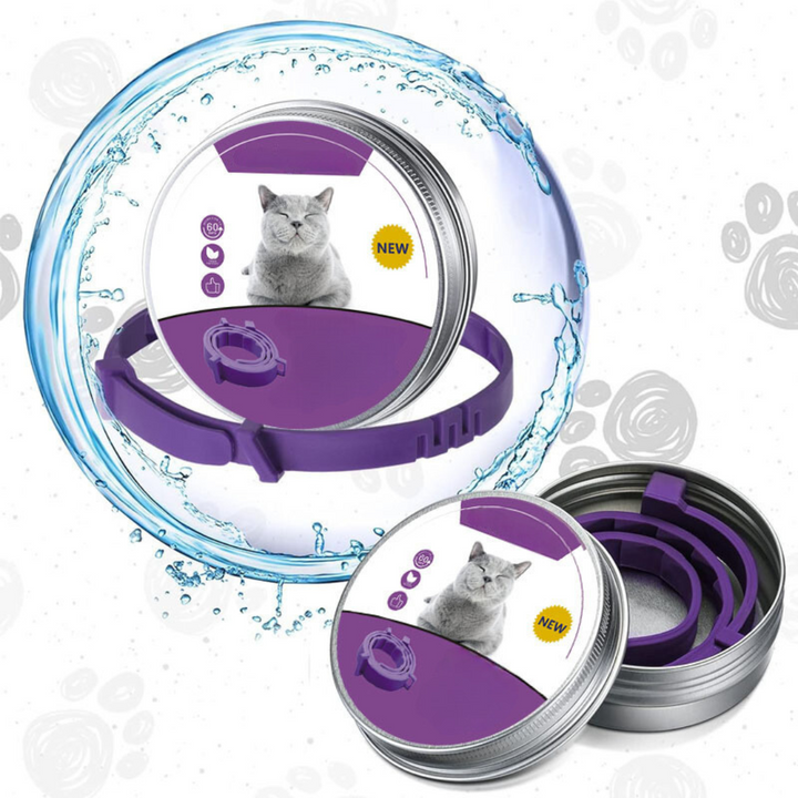 "Natürliches, wasserfestes Pheromon-Halsband für Hunde & Katzen, graues Design, reduziert Stress und Angst."