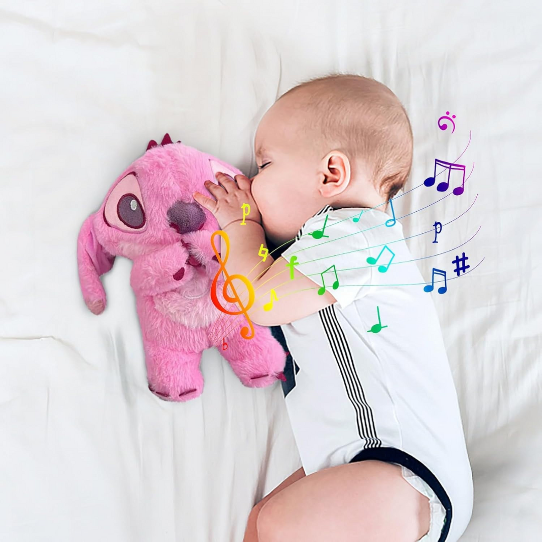 "Niedliches Stofftier Stitch mit integrierten Lichtern und Musik, ideal für beruhigenden Schlaf und Disney-Fans."