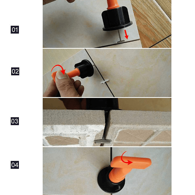 "Nivelliersystem für DIY: Robuste, wiederverwendbare Keile, ideal für präzise Fliesenverlegung und glatte Oberflächen."