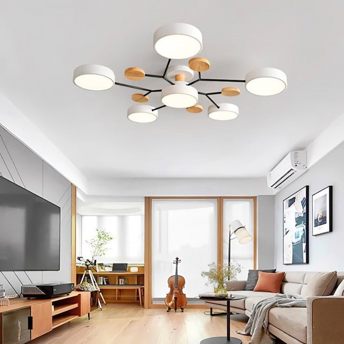 "Nordic LED-Deckenleuchte, verzweigtes Design, skandinavisch, mattweiß, warmweißes Licht, energieeffizient, 60 cm Durchmesser