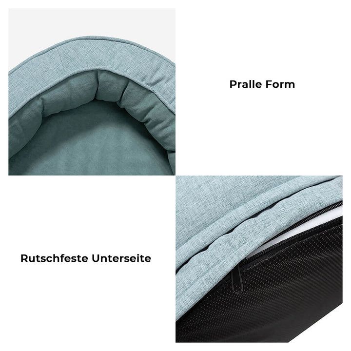 "Orthopädisches flauschiges Haustierbett in Donutform, beige, für Hunde, bietet Komfort und Unterstützung auf glatten Böden."