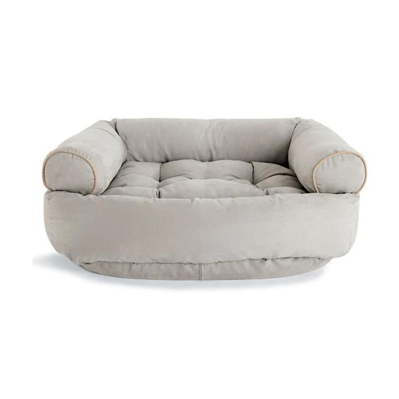 Orthopädisches Hundesofa mit Kuschelpolster, grauer Stoff, rechteckige Form, weiche Polsterung für maximalen Komfort.