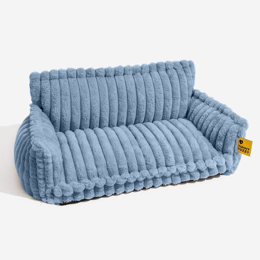 "Orthopädisches waschbares Hundebett aus Kunstfell mit Kissen und Armlehnen, ideal für Gelenkunterstützung, grau."