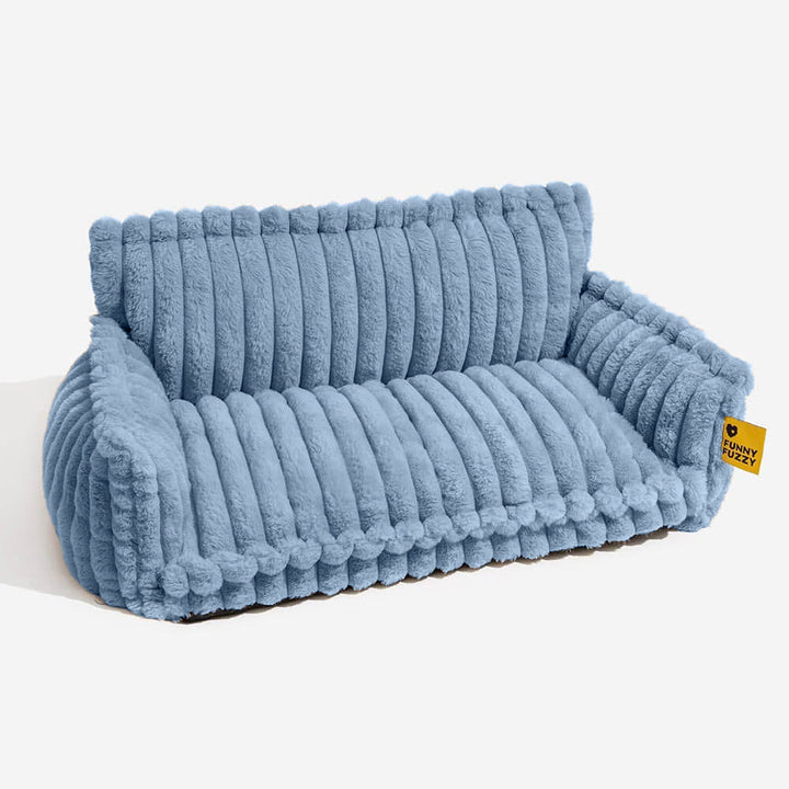 "Orthopädisches waschbares Hundebett aus Kunstfell mit Kissen und Armlehnen, ideal für Gelenkunterstützung, grau."
