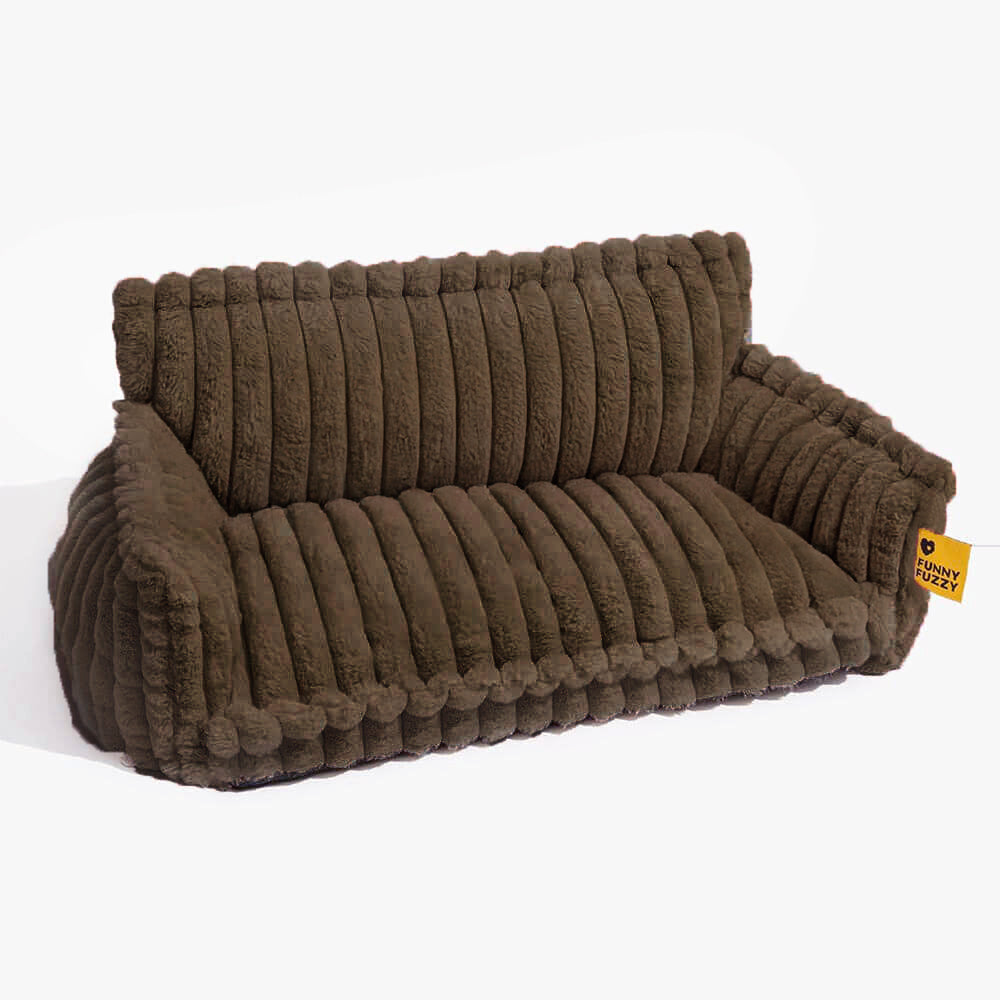 "Orthopädisches waschbares Hundebett aus Kunstfell mit Kissen und Armlehnen, ideal für Gelenkunterstützung, grau."