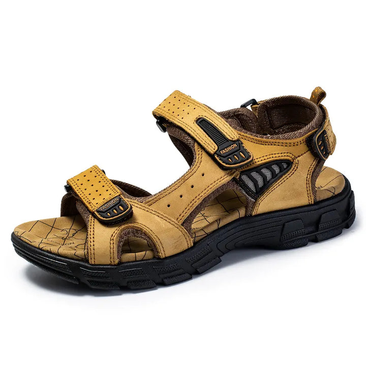 Outdoor- und Sportsandalen, ergonomisches Fußbett, langlebig, stilvoll, Komfort, braunes Leder/ Wildleder, Wolff Sandalen.
