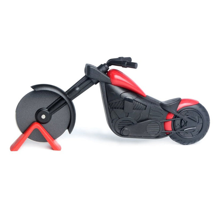 "Pizzaschneider im Motorrad-Stil, schwarzes Design, scharfes Edelstahlrad, ideal für Pizzaverliebte, Küchenaccessoire"