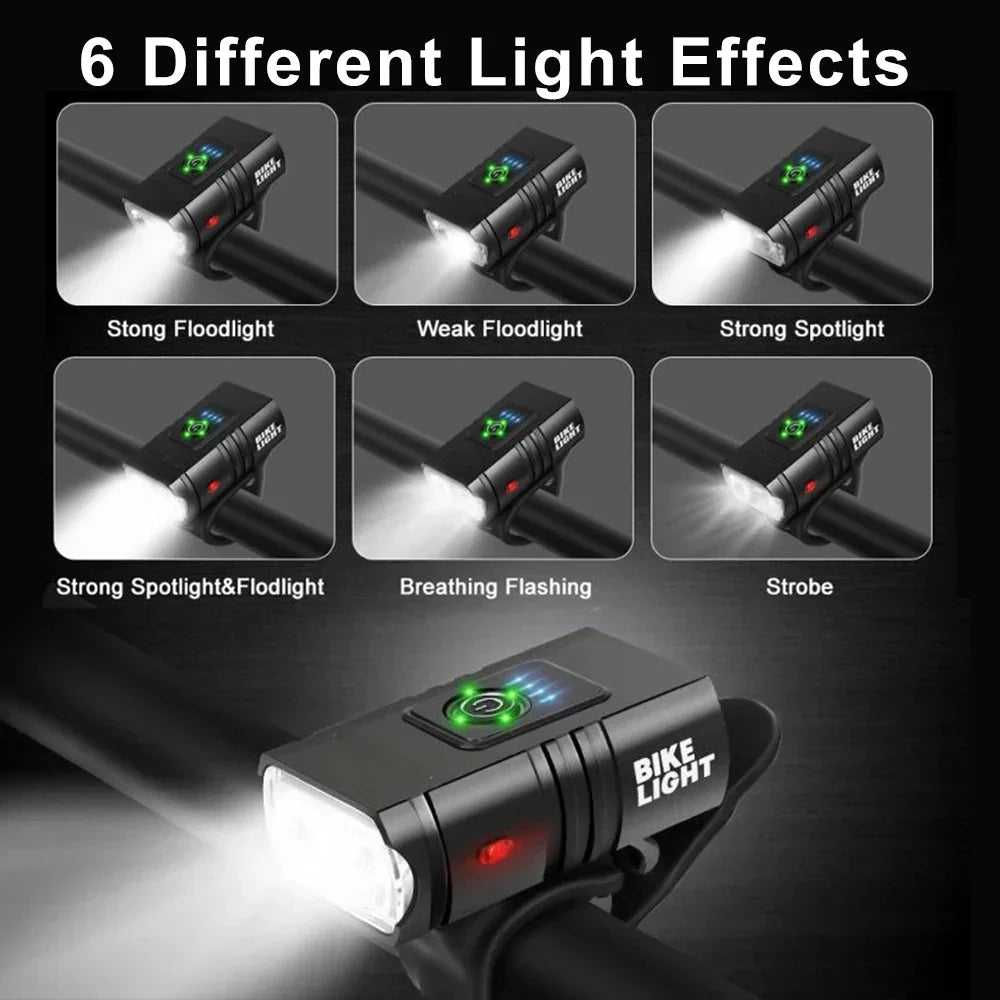 "PowerBeam 1500 LED Fahrradlampe mit USB, 6 Modi: Kompakte, wasserresistente Leuchte für Nachtfahrten, 1500 Lumen."