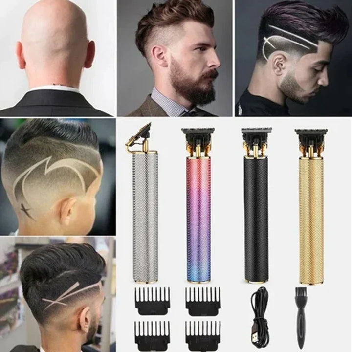 Profi Haarschneider für Männer mit T-förmiger Karbonstahlklinge, ergonomischem Design, ideal für präzises Haar- und Bartstyli