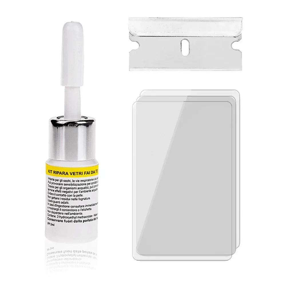 "ProGlass Repair™ Kit für schnelle Glasreparatur, komplette Werkzeuglösung für rissige Windschutzscheiben oder Displays."