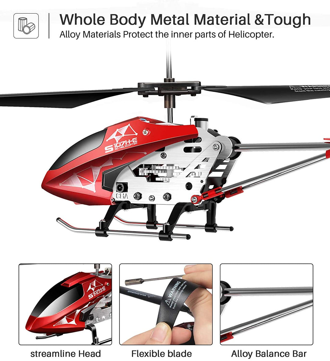 RC Hubschrauber S107H in Grün, mit Höhenhaltetechnologie, LED-Lichtern, kinderfreundlich, ideal für Indoor-Flüge.