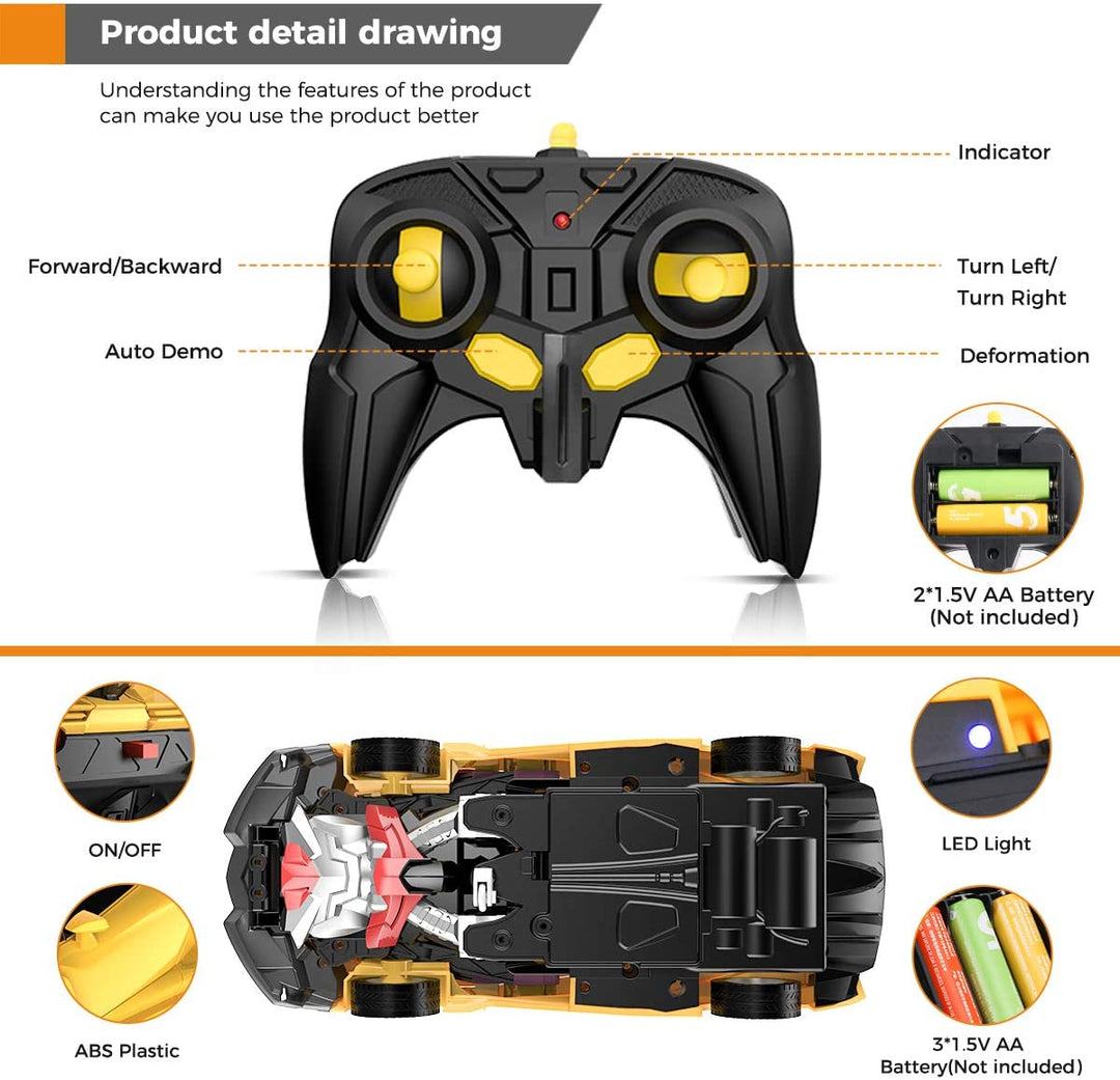 "RC Transformationsauto, Roboter-Spielzeug, 2.4GHz, farbenfrohes Auto, wandelbar in Roboter, ideal für Kinder, interaktiv"