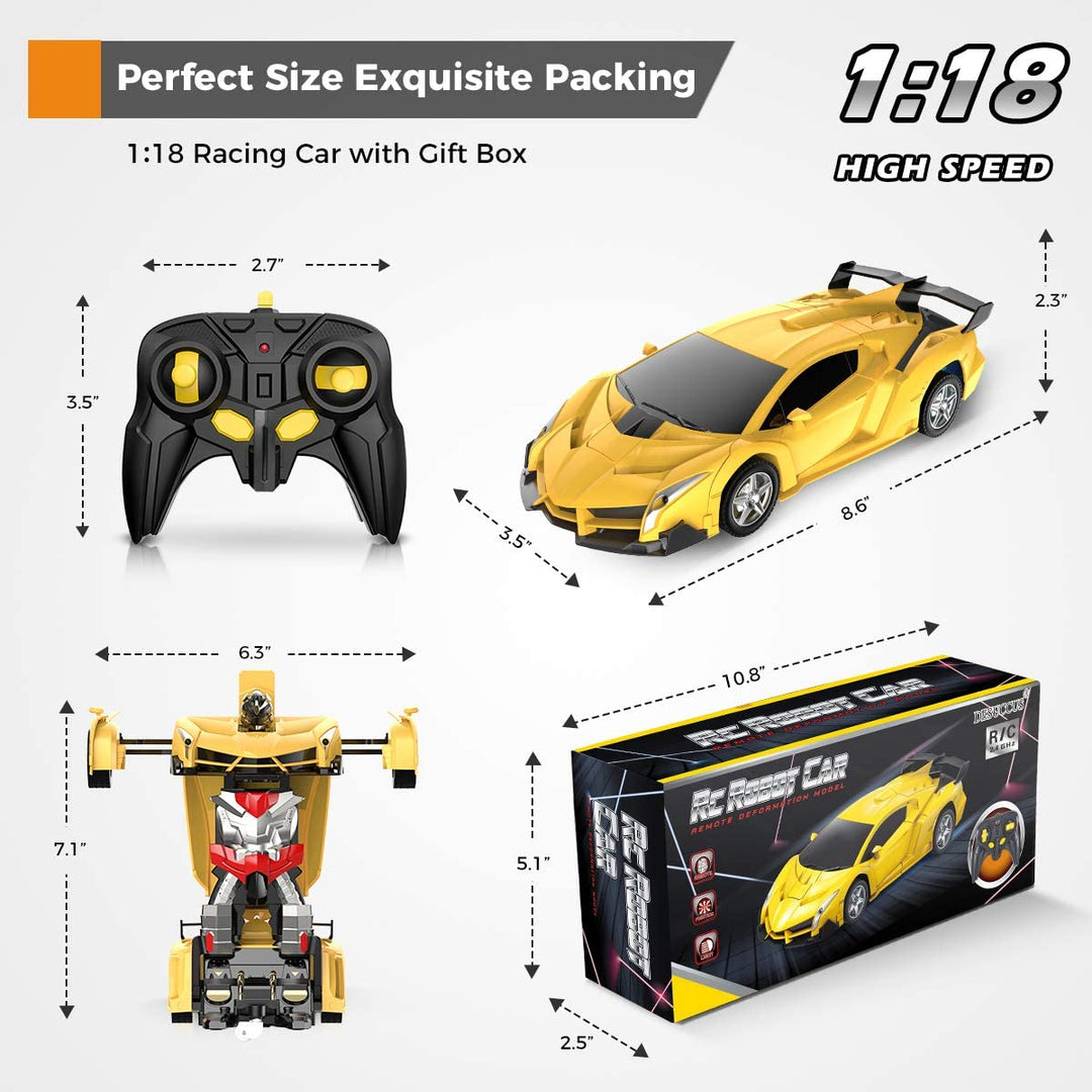 "RC Transformationsauto, Roboter-Spielzeug, 2.4GHz, farbenfrohes Auto, wandelbar in Roboter, ideal für Kinder, interaktiv"