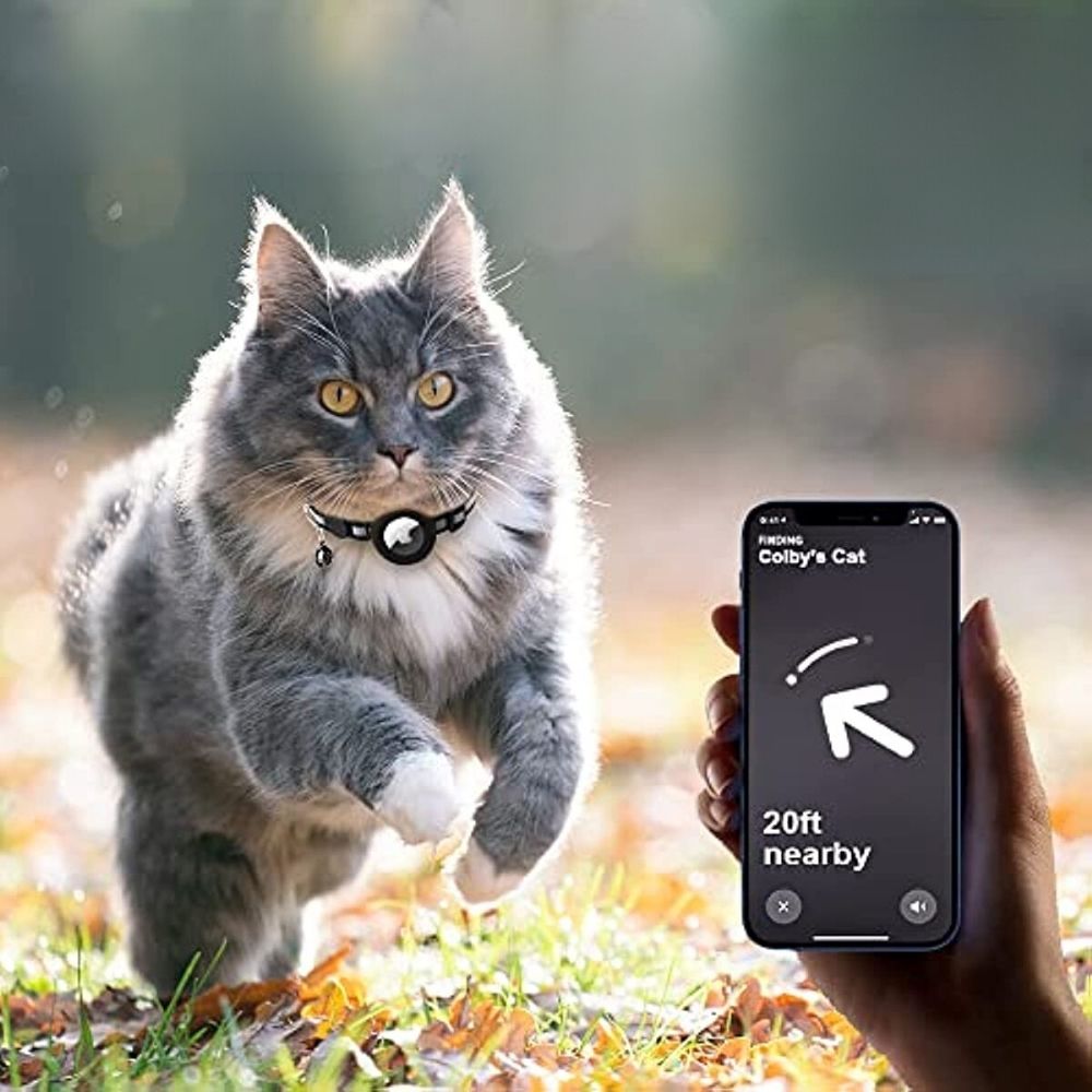 "Reflektierendes Katzenhalsband mit Sicherheitsverschluss und GPS-Halter, für erhöhte Sichtbarkeit und Schutz."