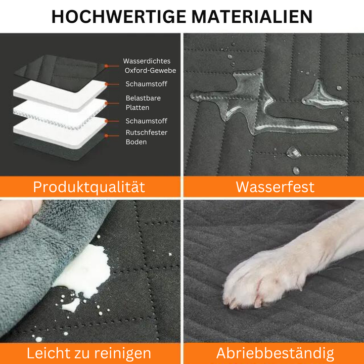 "Reißfeste, wasserdichte Hartboden-Autositzerweiterung für Hunde, schützt Autoinnenraum und bietet Hundekomfort."