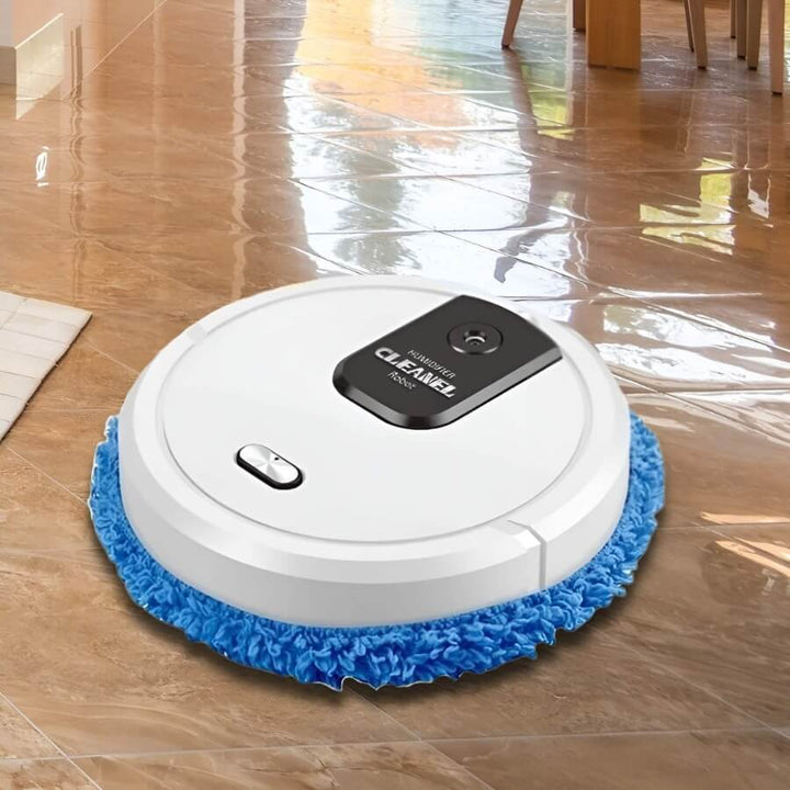 "Roboter-Wischmopp in Schwarz, Reiniger für Böden, kompakt und effizient, ideal für Teppiche und Hartböden zu Hause."