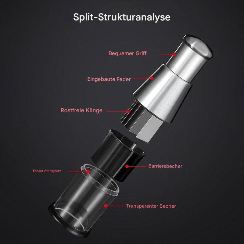"Robuste Edelstahl-Knoblauchpresse mit ergonomischem Griff, ideal für müheloses und effizientes Zerkleinern in der Küche."