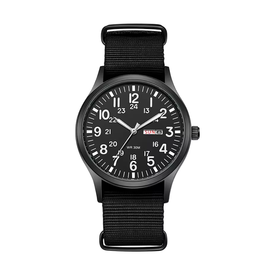 "Robuste Outdoor Herren Armbanduhr, wasserdicht und kratzfest, Edelstahlgehäuse, leuchtende Zeiger, für Abenteuer."