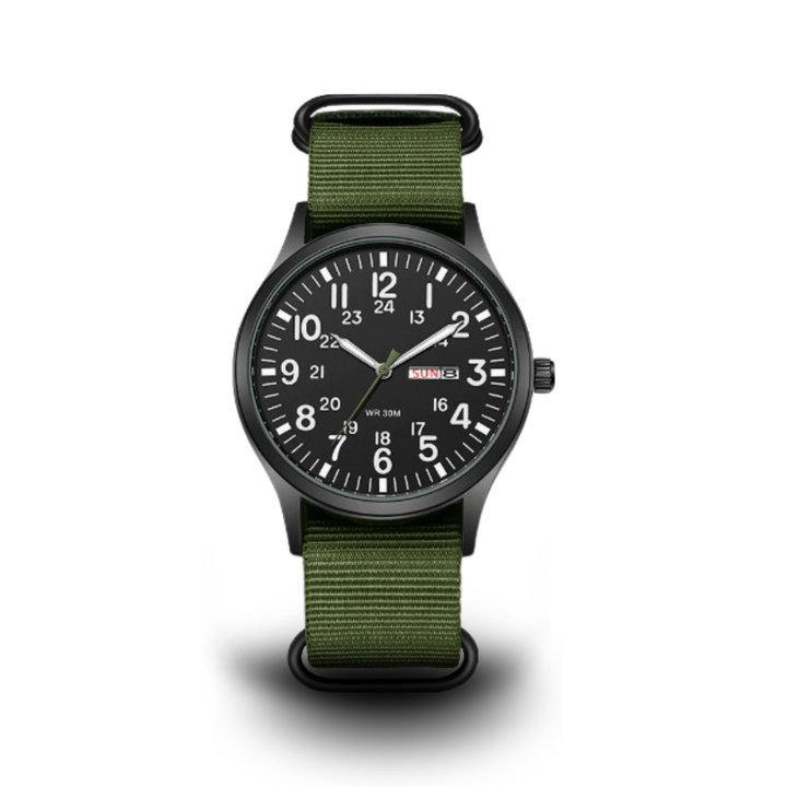 "Robuste Outdoor Herren Armbanduhr, wasserdicht und kratzfest, Edelstahlgehäuse, leuchtende Zeiger, für Abenteuer."