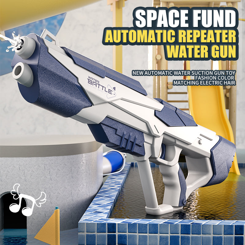 Robuste Wasserpistole mit kräftigem Strahl, großem Tank & USB-Akku, ideal für sommerliche Wasserschlachten, blau/rosa.